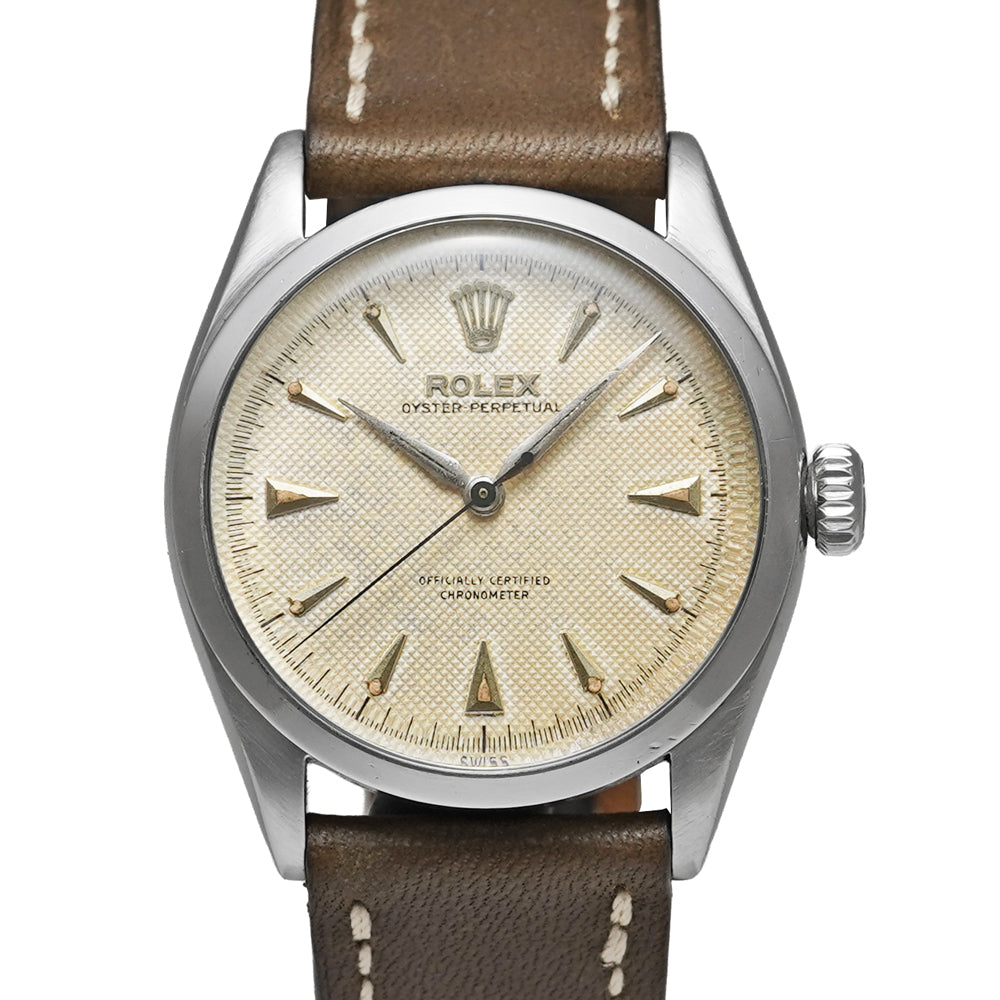 1954年前後 ROLEX セミバブルバック ハニカムダイヤル Ref.6284 アンティーク品 アイボリー メンズ 腕時計 ロレックス ROLEX セミバブルバック ハニカムダイヤル 1954年前後 Ref
