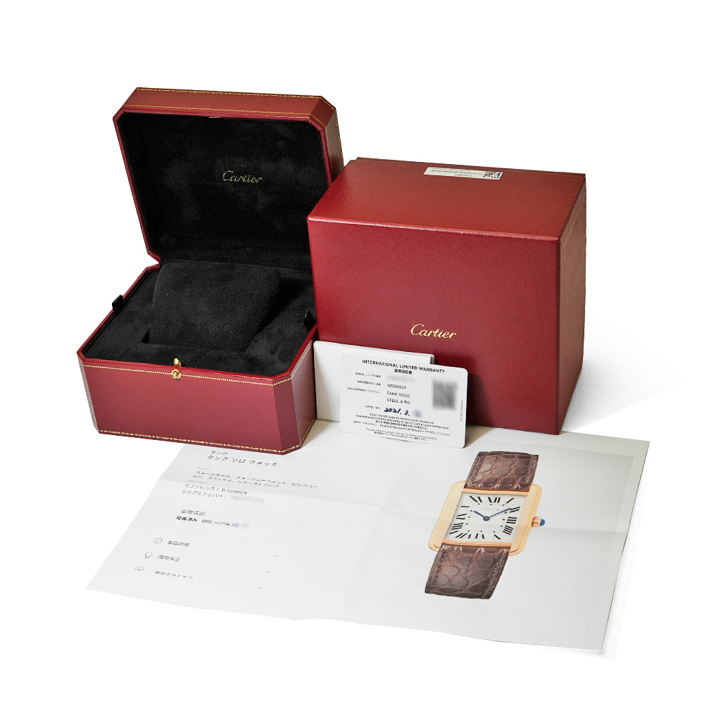 タンクソロ SM 箱・2021年3月保証書付き Ref.W5200024 中古品 レディース 腕時計 カルティエ タンクソロ SM 箱・2021年3月保証書付き Ref.W5200024 中古