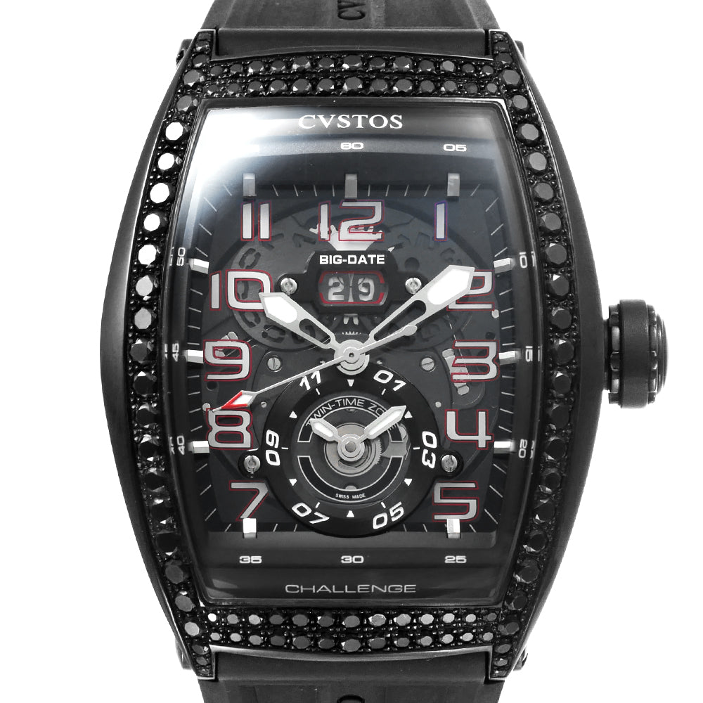 CVSTOS クストス チャレンジ ツインタイム 2 ブラックダイヤモンド CVT-TW-T2-BD BST 中古品 メンズ 腕時計