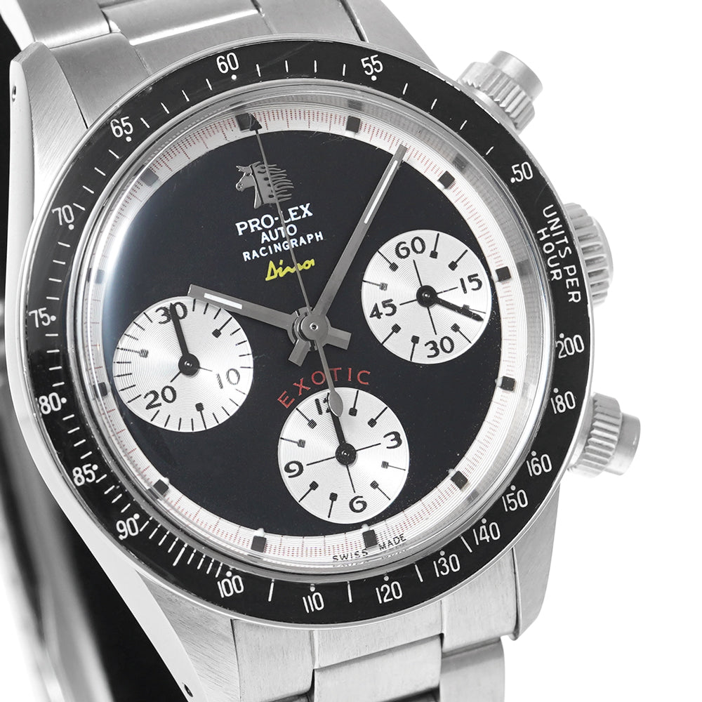 プロレックス レーシングラフ ディーノ クロノグラフ 自動巻き 腕時計 SS ホワイト 白文字盤 0042PRO-LEX メンズ